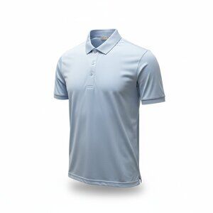 Collars & Co Men’s Short Sleeve Polo – Solid Light Blue – Large – New